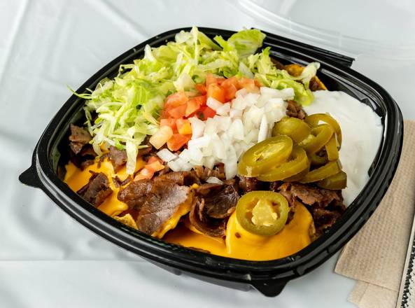 Order Large Gyro Nacho Supreme food online from Baba's Famous Steak and Lemonade store, Carol Stream on bringmethat.com