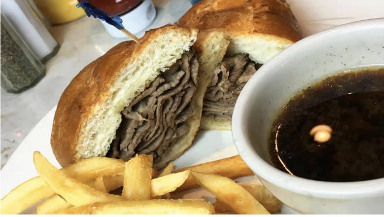 Order French Dip Au Jus food online from Elios Family Restaurant store, San Leandro on bringmethat.com