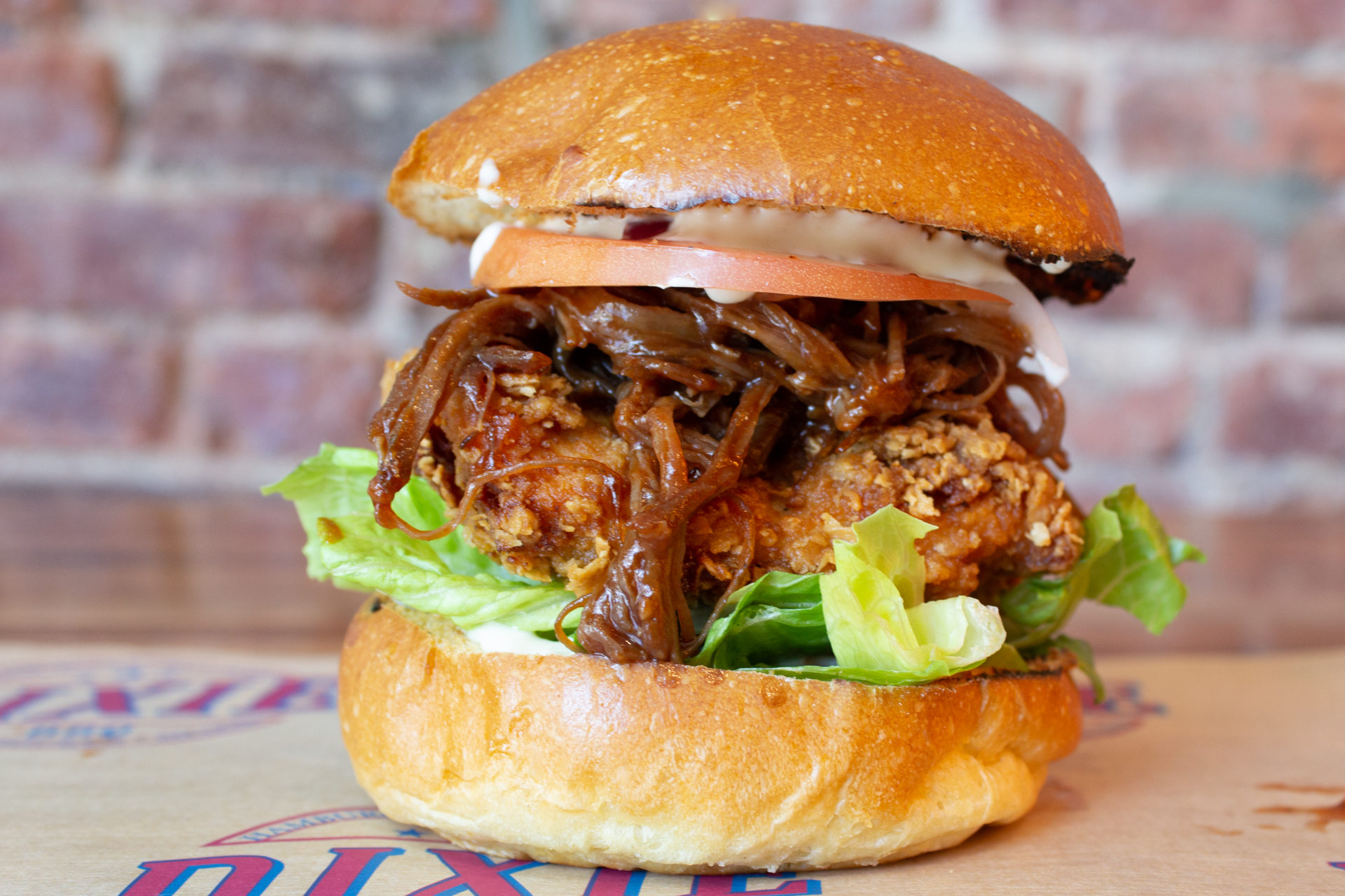 Order Pulled Brisket Burger food online from Dixie BBQ store, Brooklyn on bringmethat.com