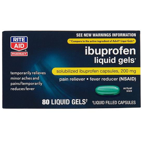 Order Rite Aid Pharmacy Ibuprofen Softgel (80 ct) food online from Rite Aid store, CANBY on bringmethat.com