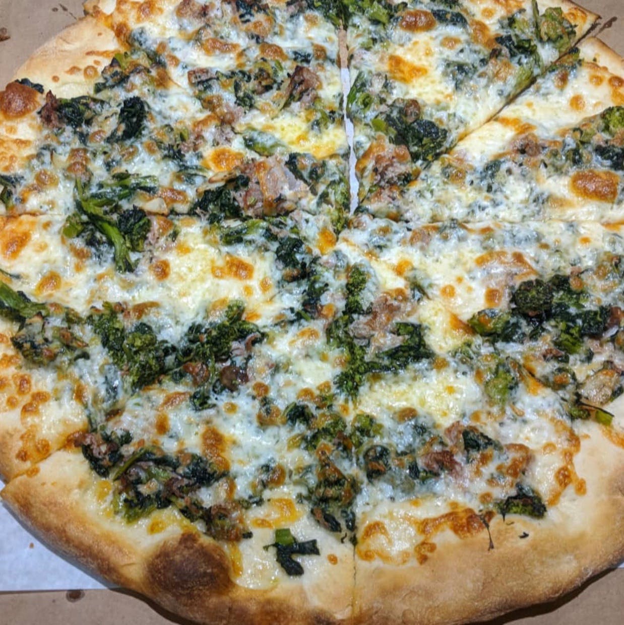 Order Broccoli Rabe & Sausage Pizza* - Broccoli Rabe & Sausage Pizza* food online from La Familia store, Katonah on bringmethat.com
