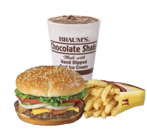 Order 5. 1/4 Lb. Bacon Cheeseburger Combo food online from Braums Ice Cream & Dairy Strs store, McKinney on bringmethat.com