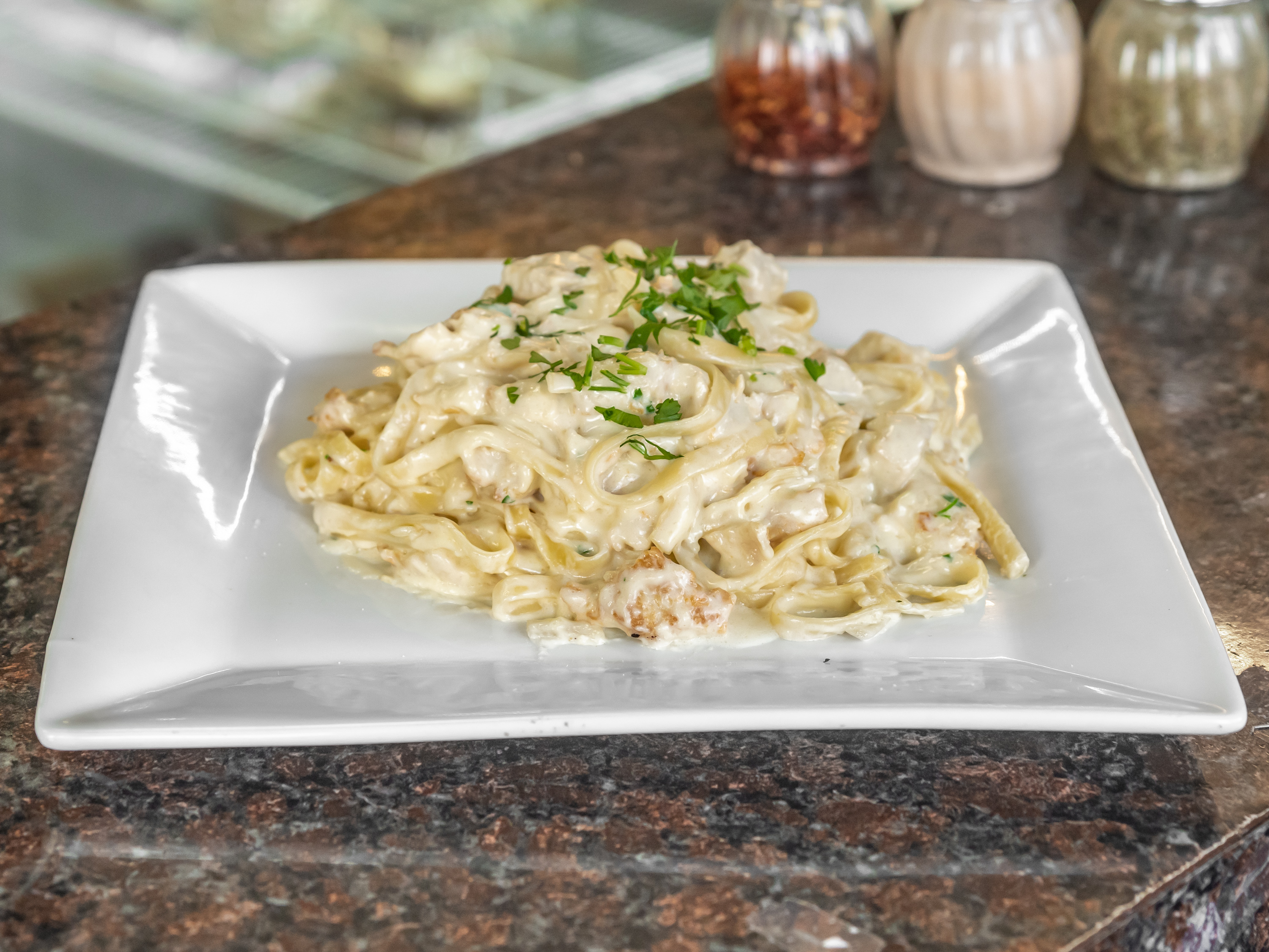 Order Fettuccine with Chicken food online from Rocco pizza store, Brooklyn on bringmethat.com