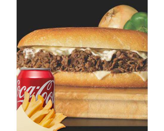 Order Philly Cheesesteak with Fries & Soda food online from Halal New Crown Fried Chicken & Gyro Place store, Upper Darby on bringmethat.com