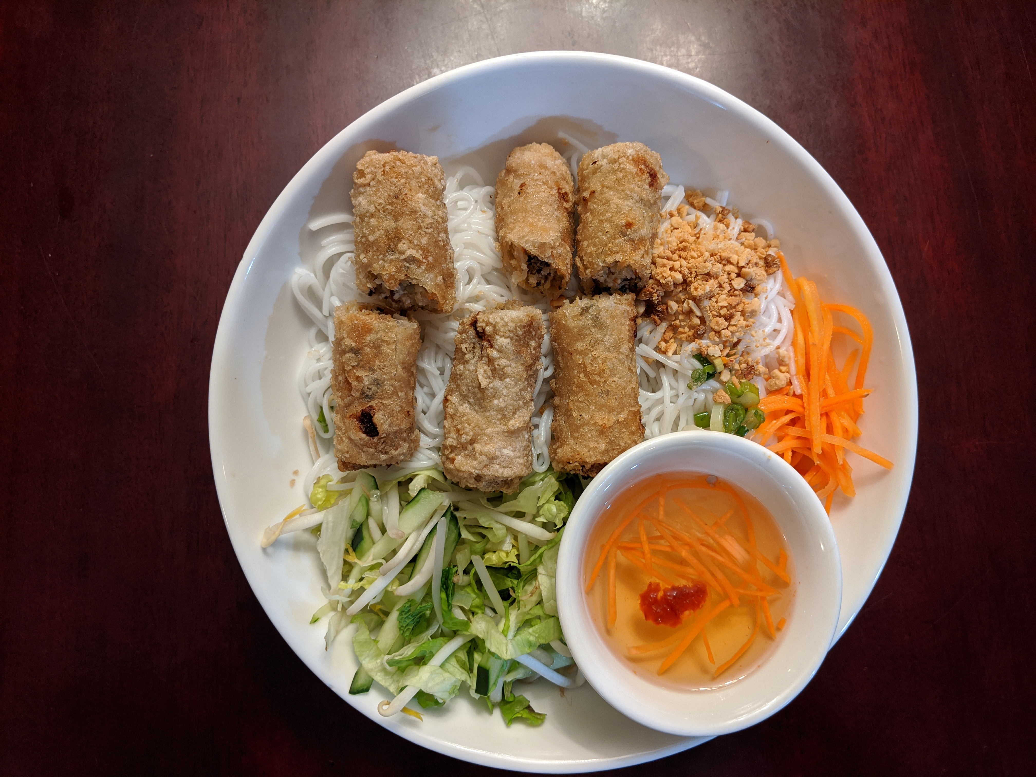 Order B2. Vermicelli with Fried Egg Rolls food online from Bac Lieu Restaurant store, San Francisco on bringmethat.com