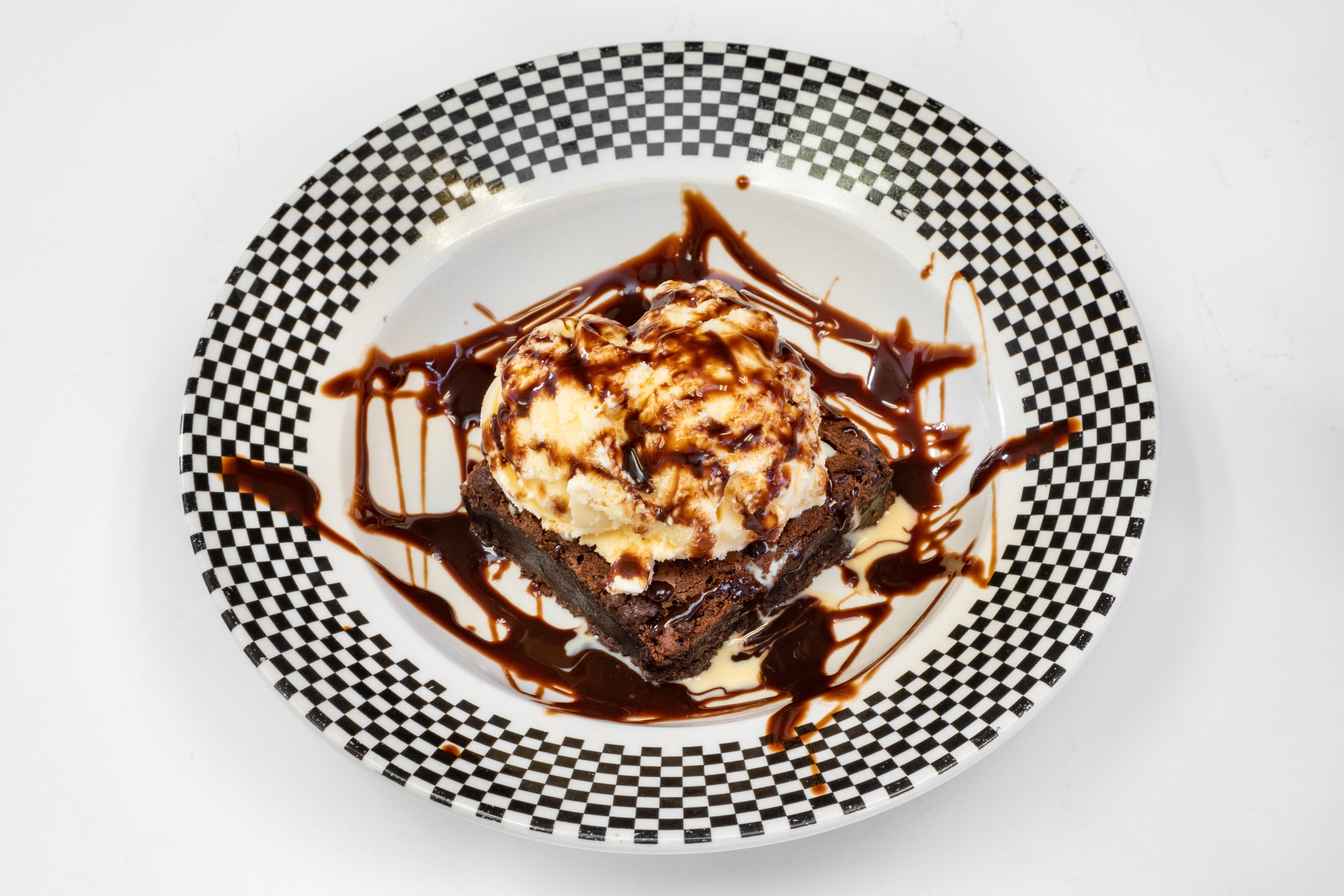 Order Rocky Road Brownie & Ice Cream - Dessert food online from Shane Pizza On 87 store, Chandler on bringmethat.com