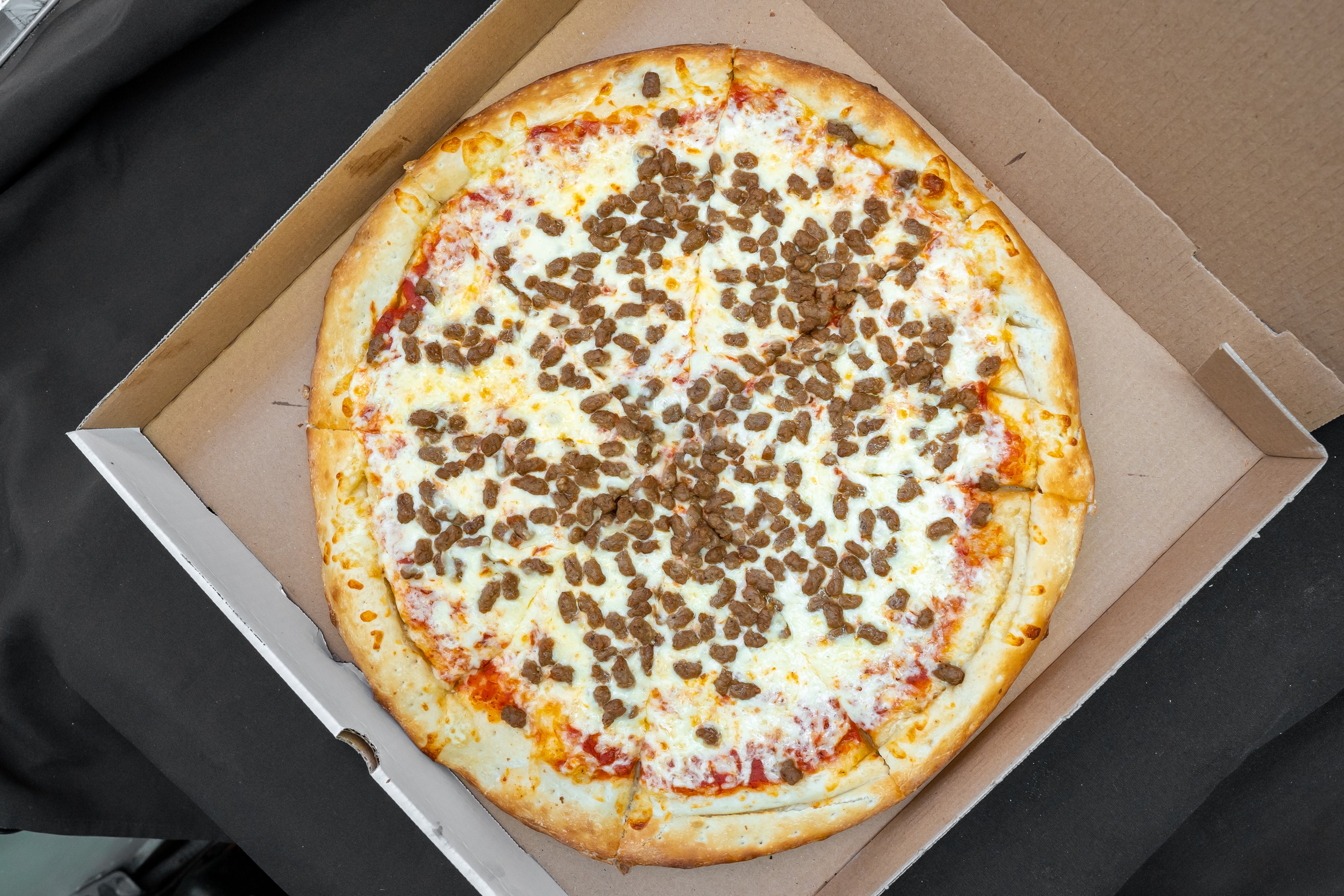 Order Beef Pizza - Small 12'' (8 Slices) food online from Eds Pizza store, Philadelphia on bringmethat.com