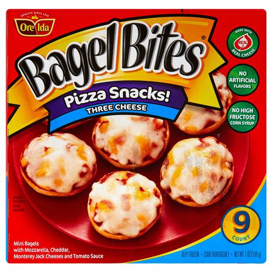 Order Bagel Bites Frozen Three Cheese Pizza Snacks 9ct 7oz food online from Everyday Needs by Gopuff store, Clovis on bringmethat.com
