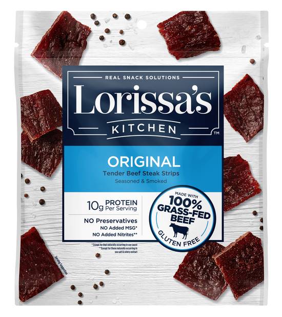 Order Lorissa's Kitchen Tender Beef Steak Jerky Original (2.25 oz) food online from Rite Aid store, Yamhill County on bringmethat.com