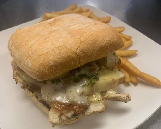 Order Basil Pesto Chicken Sandwich food online from Gooseberry on the Square store, Madison on bringmethat.com