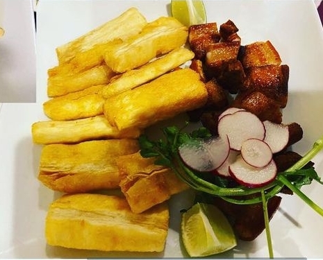 Order Yuca Frita con Chicharron food online from Teffys Restaurant store, Brockton on bringmethat.com