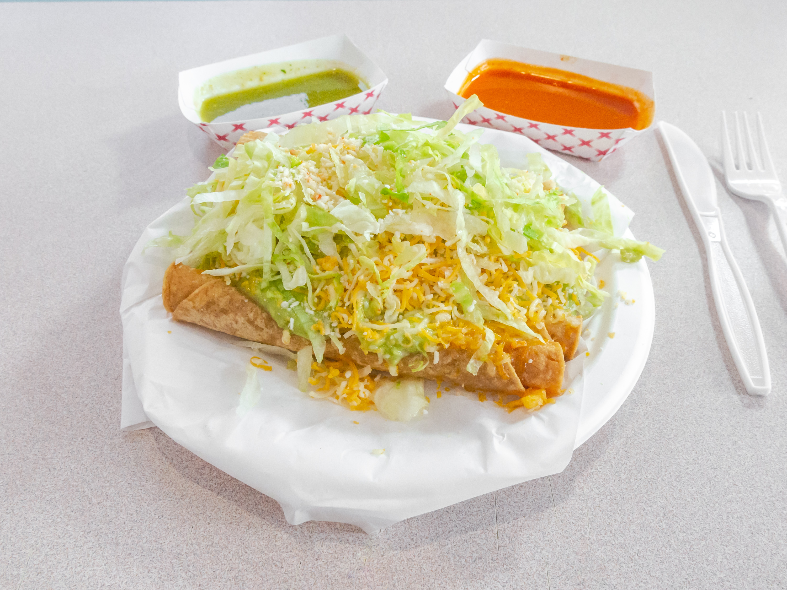 Order Rolled Tacos with Cheese food online from Rigobertos Taco Shop store, San Diego on bringmethat.com