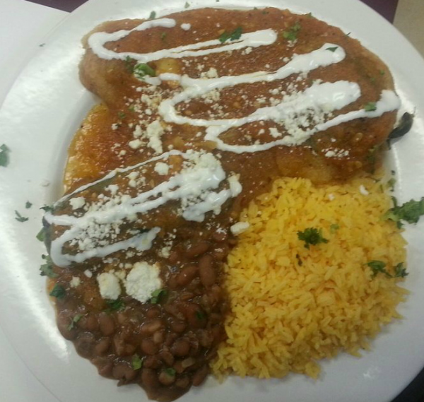 Order Chiles Rellenos Dinner Platter food online from Maddy's Mexican Grill store, Parsippany-Troy Hills on bringmethat.com