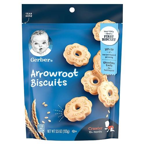 Order Gerber Snacks Arrowroot Biscuits - 5.5 oz food online from Walgreens store, Stockton on bringmethat.com