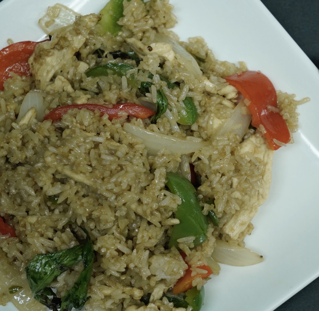 Order 62. Basil Fried Rice food online from Royal Orchid Thai Restaurant store, Riverside on bringmethat.com