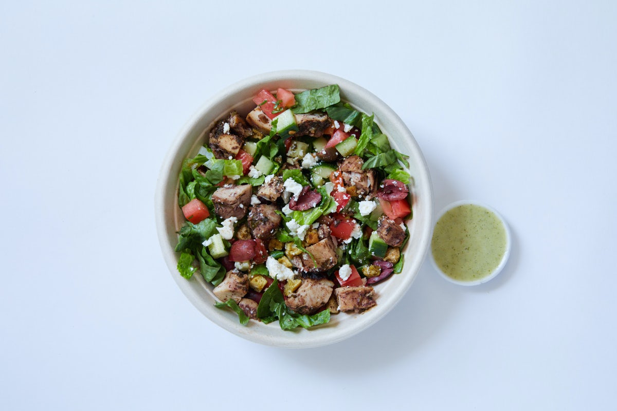 Order GREEK SALAD WITH CHICKEN food online from Taim Falafel store, New York on bringmethat.com