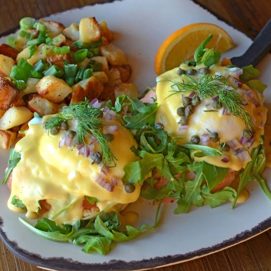 Order Smoked Salmon Benedict food online from Egg Harbor Cafe store, Naperville on bringmethat.com