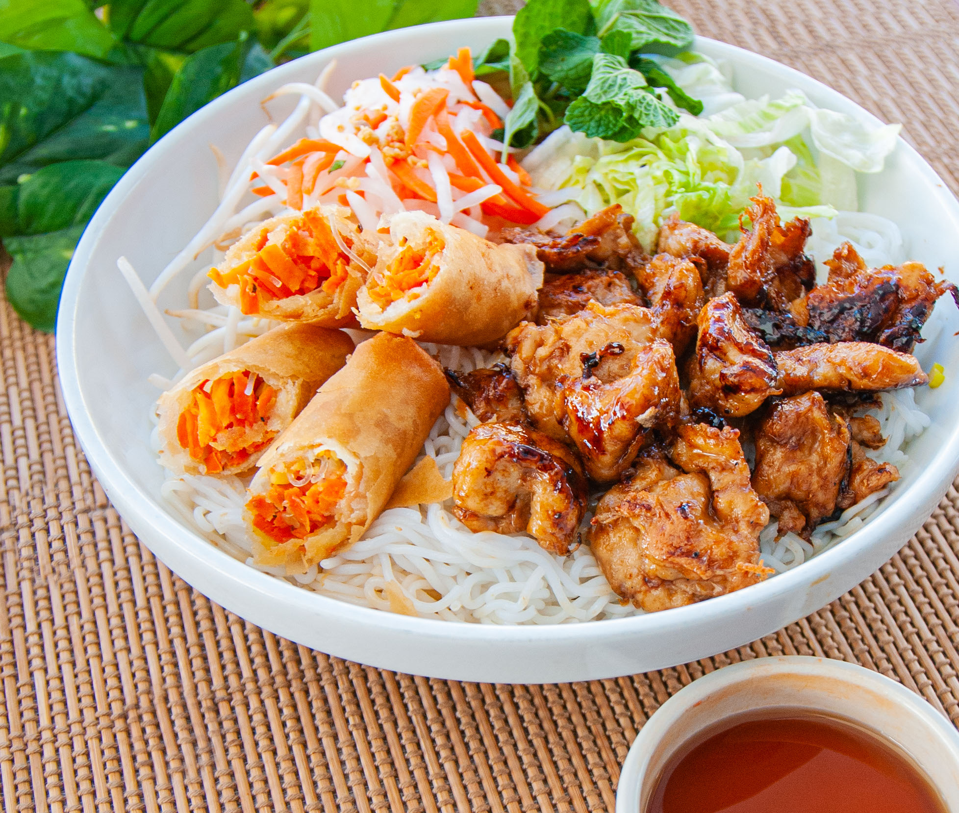 Order Bun Cha Gio With w/ BBQ (VEGETARIAN) food online from Pho N Mor store, Alhambra on bringmethat.com