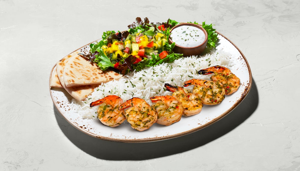 Order Shrimp Kabob Plate food online from Luna Grill store, Carlsbad on bringmethat.com