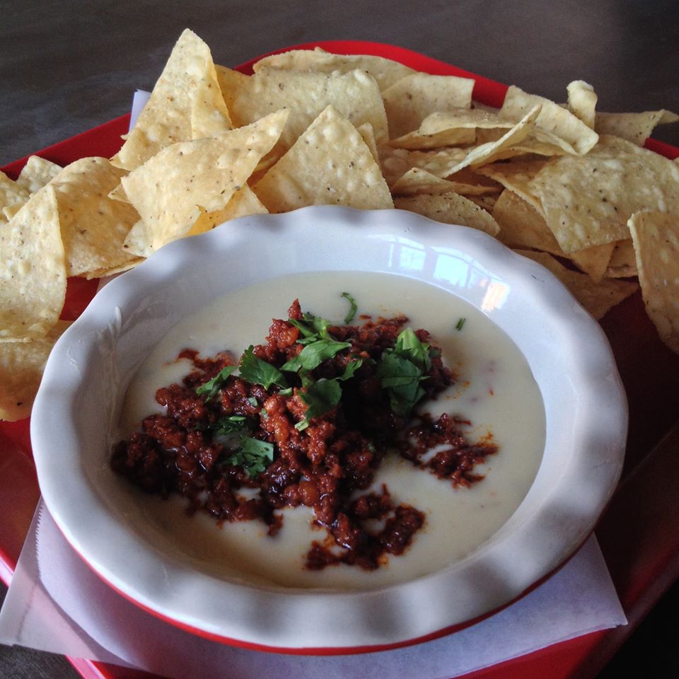 Order Tortilla Chips & Chorizo Queso Dip food online from Spare No Rib store, St. Louis on bringmethat.com