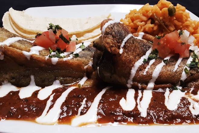 Order Chiles Rellenos PLATE food online from Sin Fronteras Tacos store, Las Vegas on bringmethat.com