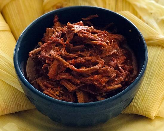 Order Pork Red Dried Chile food online from Tamales Vega store, Victorville on bringmethat.com