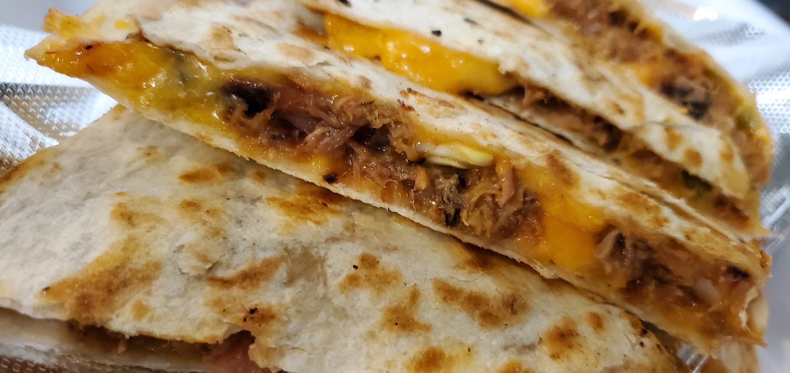 Order BBQ Pork Quesadilla food online from Knuckles Knockout Grill store, Rochester on bringmethat.com
