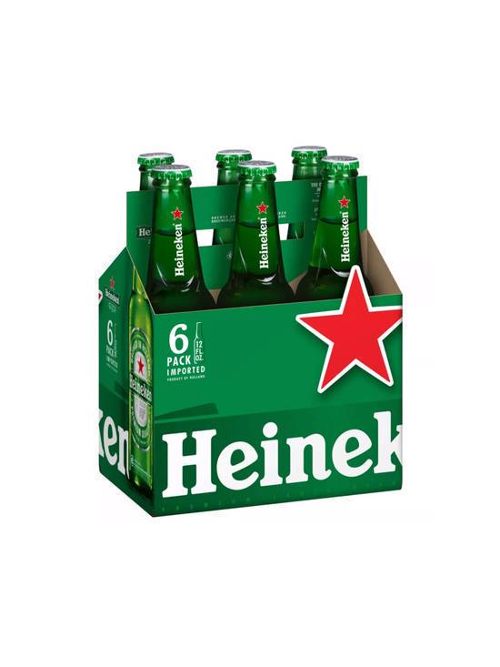 Order Heineken 6pk 12 OZ Bottle (5.0 % ABV) food online from Chevron Extramile store, Morgan Hill on bringmethat.com