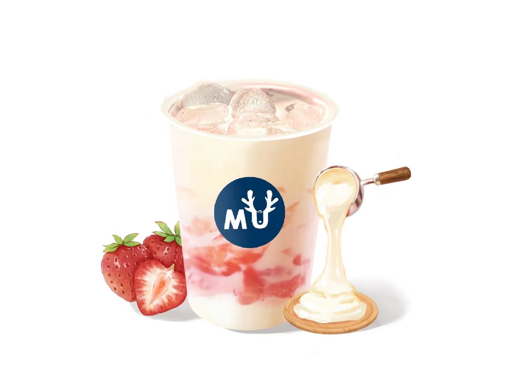 Order Mochi Strawberry Jasmine Milk Tea food online from Mu Mu Tea store, Minneapolis on bringmethat.com
