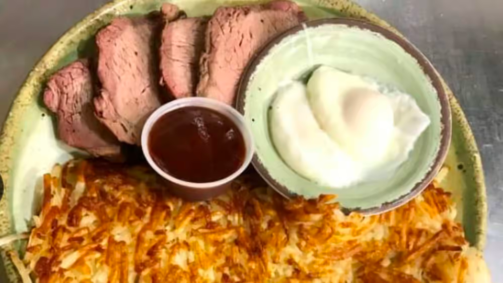 Order Tri Tip Steak & Eggs food online from Old Mill Eatery & Smokehouse store, Shasta Lake on bringmethat.com