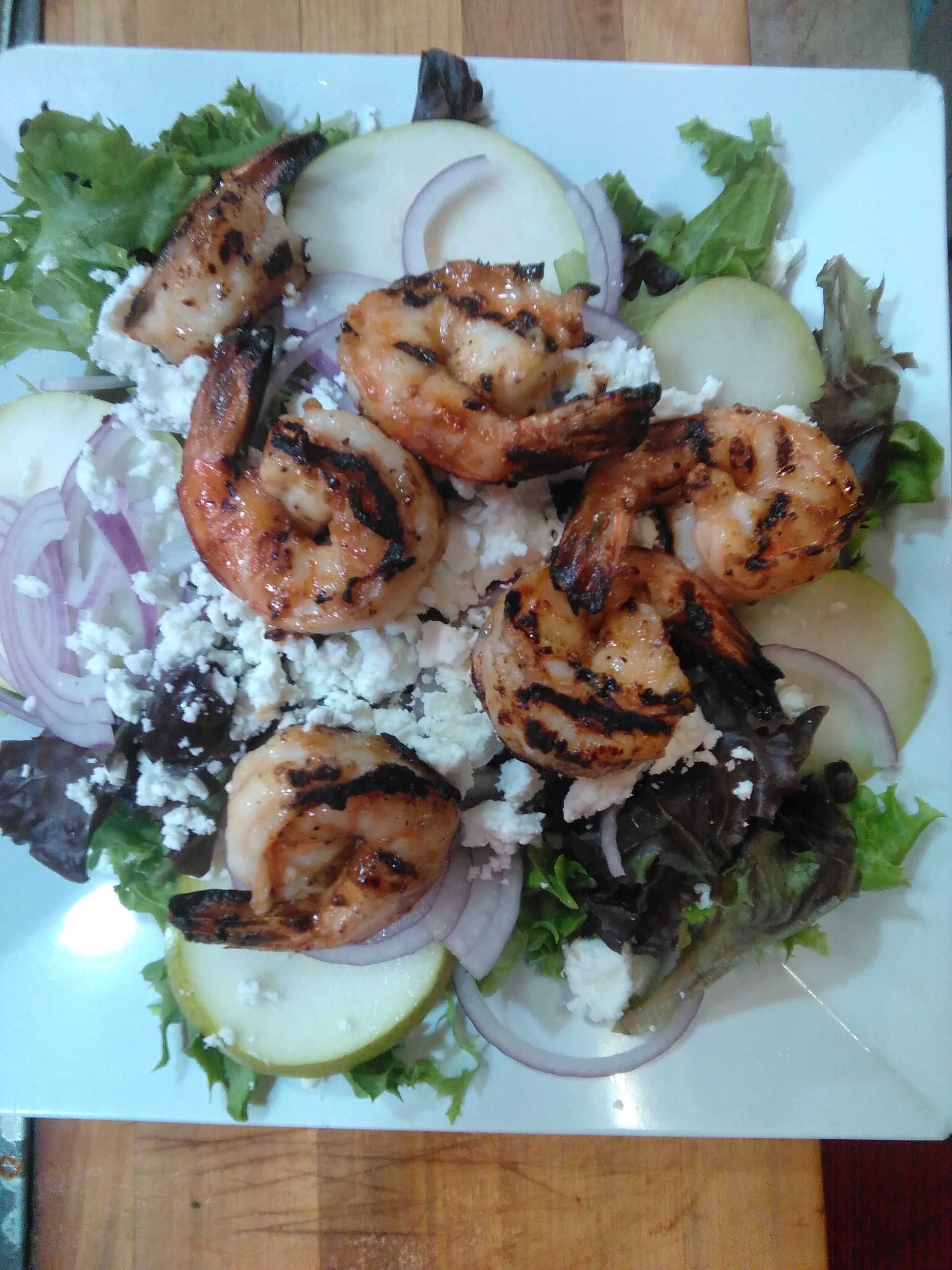 Order Pear Salad with Grilled Shrimp food online from Taste of Italy Pizza store, Corona on bringmethat.com