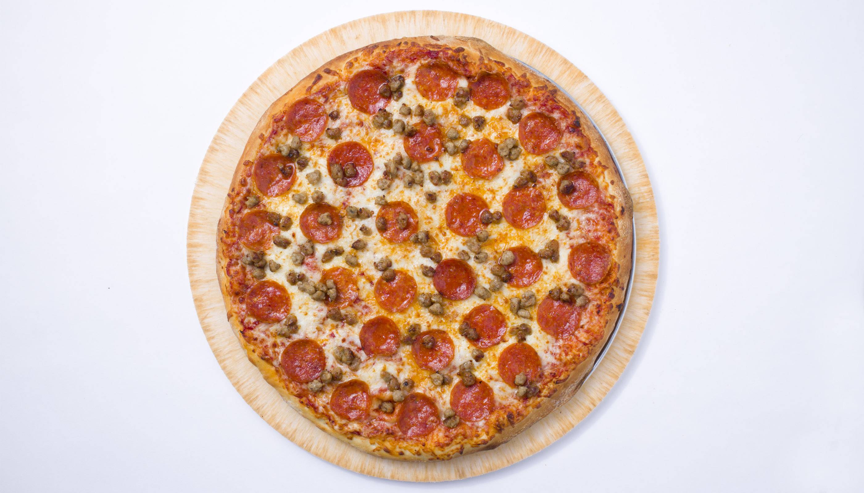 Order Large Thin Crust Pepperoni and Sausage Pizza food online from John's Incredible Pizza store, Bakersfield on bringmethat.com