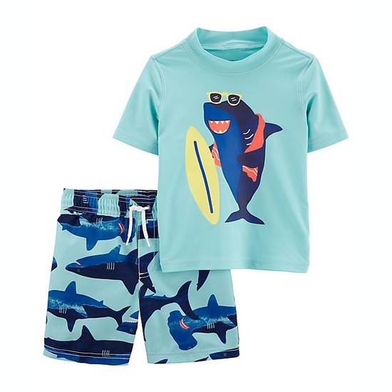 Order carter's® Size 6M 2-Piece Surf Shark Rashguard Set in Blue food online from Bed Bath & Beyond store, Bohemia on bringmethat.com