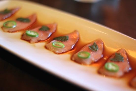 Order Salmon Carpaccio Special  food online from Sushi Tanuki store, Las Vegas on bringmethat.com