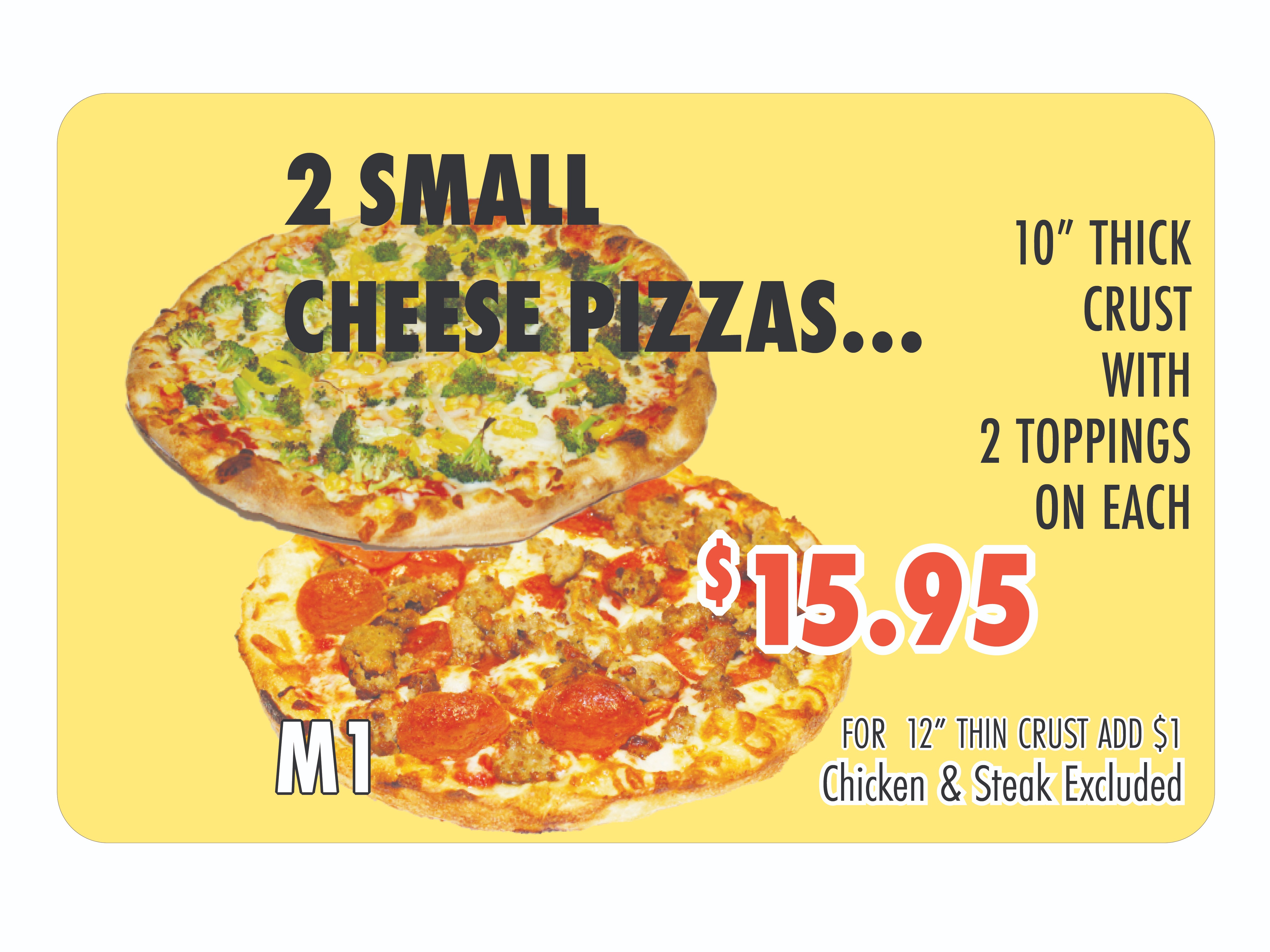 Order M1. Small 10" Cheese Pizzas & Small 12" Cheese Pizza food online from Windy City Pizza Quincy Location store, Quincy on bringmethat.com