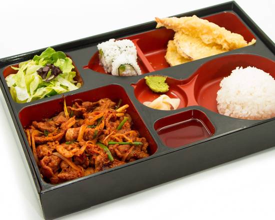 Order Spicy Pork Bento food online from ABE Japanese Food store, Carrollton on bringmethat.com