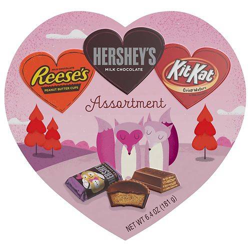 Order Hershey's Candy, Valentine's Day, Heart Shaped Gift Box Milk Chocolate Assortment - 6.4 oz food online from Walgreens store, Graham on bringmethat.com