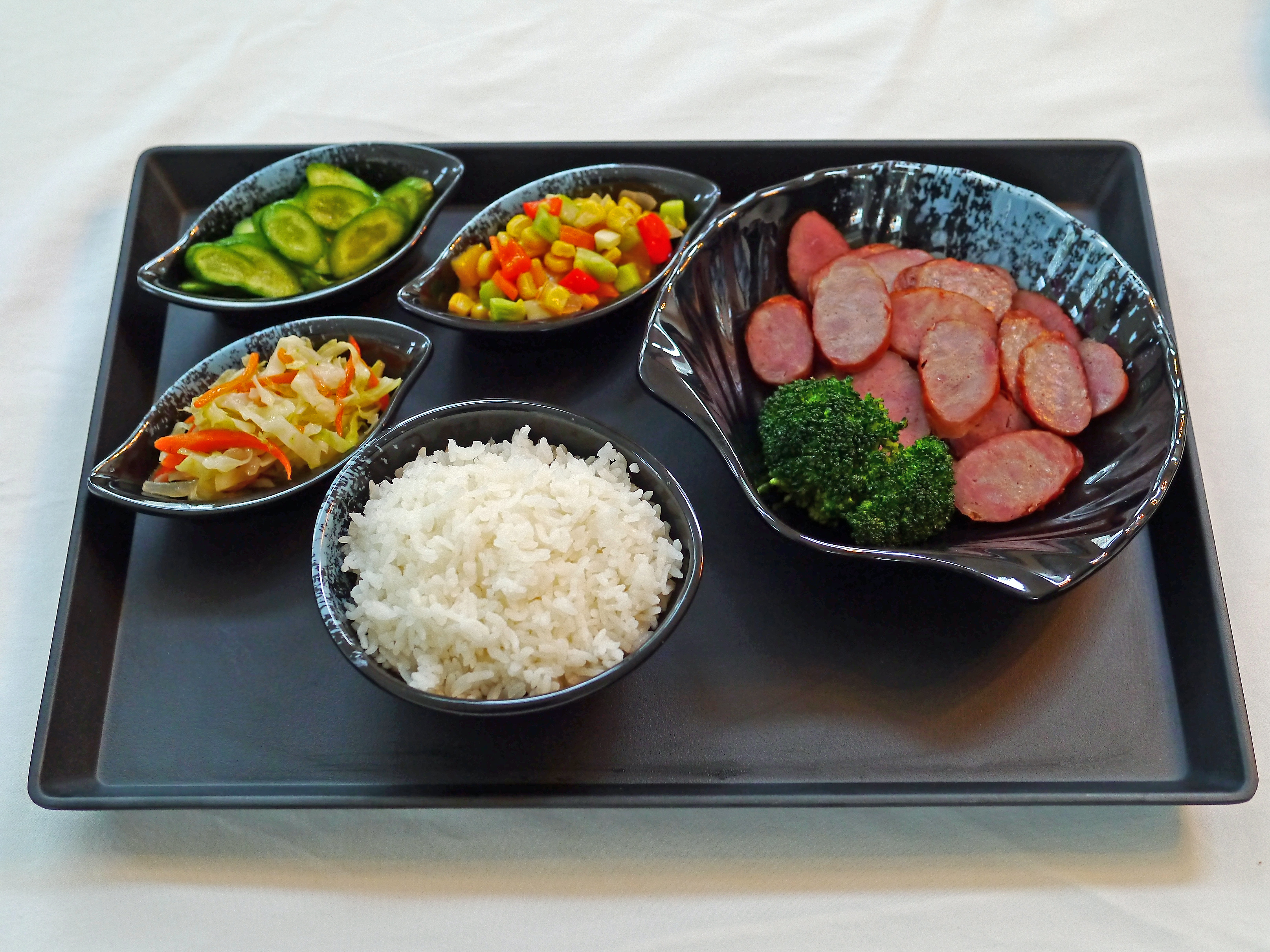 Order 10. BD Sausage Bento 香腸飯 food online from BD Cafe store, Chino on bringmethat.com