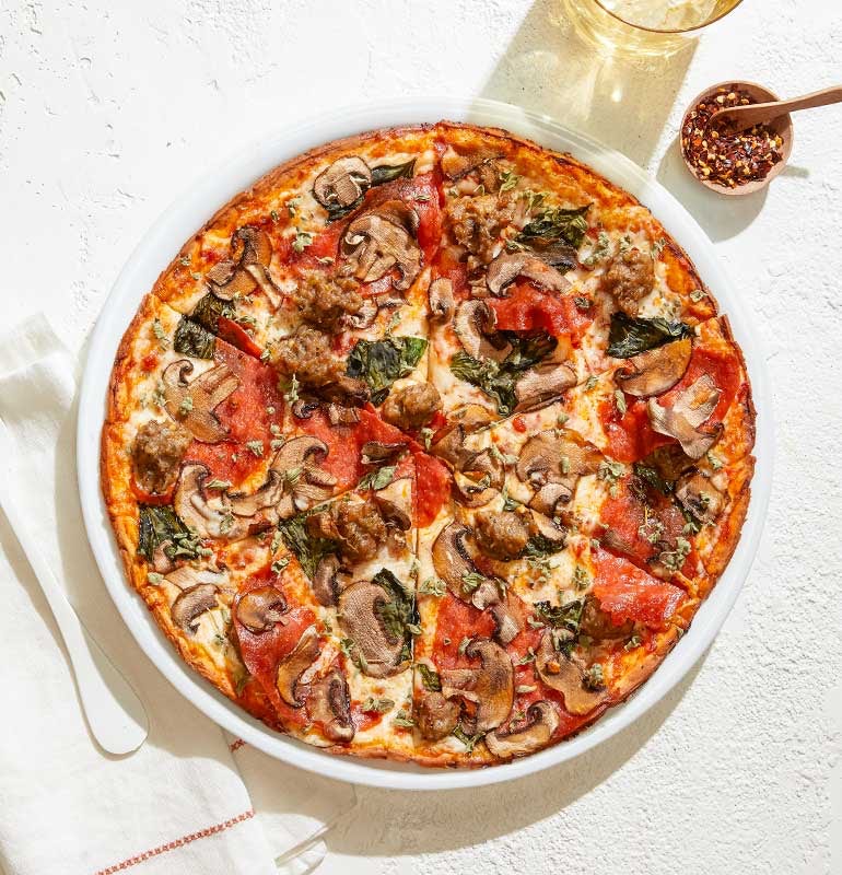 Order GLUTEN-FREE MUSHROOM PEPPERONI SAUSAGE food online from California Pizza Kitchen store, Hollywood on bringmethat.com
