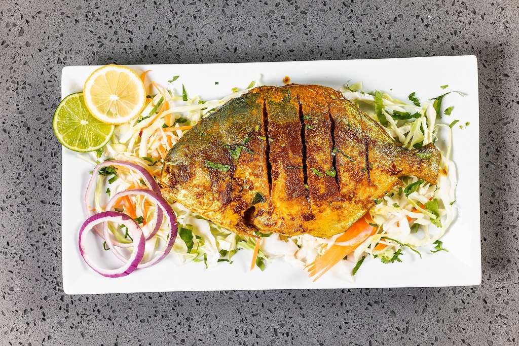 Order Pomfret Fish Fry food online from Lime & Lemon Indian Grill store, Raleigh on bringmethat.com
