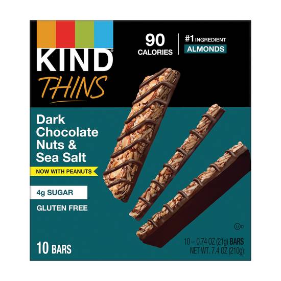 Order Kind Thins, 10 CT, Dark Chocolate Nuts & Sea Salt food online from CVS store, LAWTON on bringmethat.com