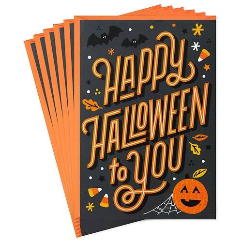 Order Hallmark Happy Halloween Cards Pack (Pumpkin, Candy and Bats)(S4) - 6.0 ea x 6 pack food online from Walgreens store, Kansas City on bringmethat.com