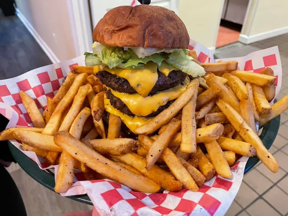 Order Rodeo Burger - 8 oz. food online from Our Place Pizzeria & Ristorante store, Branford on bringmethat.com