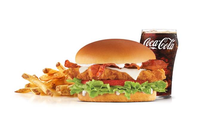 Order Hand-Breaded Bacon Swiss Chicken Sandwich Combo food online from Carl's Jr. store, Temecula on bringmethat.com