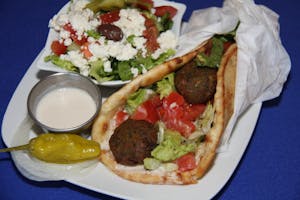 Order Falafel Sandwich food online from Zorbas Fine Greek Cuisine store, Albuquerque on bringmethat.com