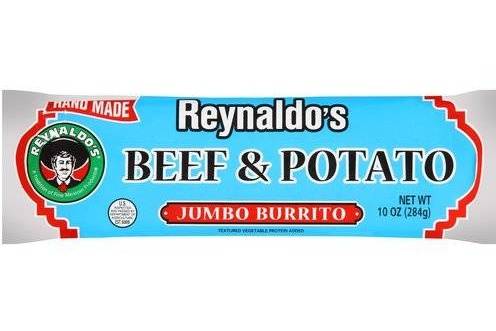 Order Reynaldo's Beef & Potato Jumbo Burrito, 10 oz food online from Pit Stop Liquor Mart store, El Monte on bringmethat.com