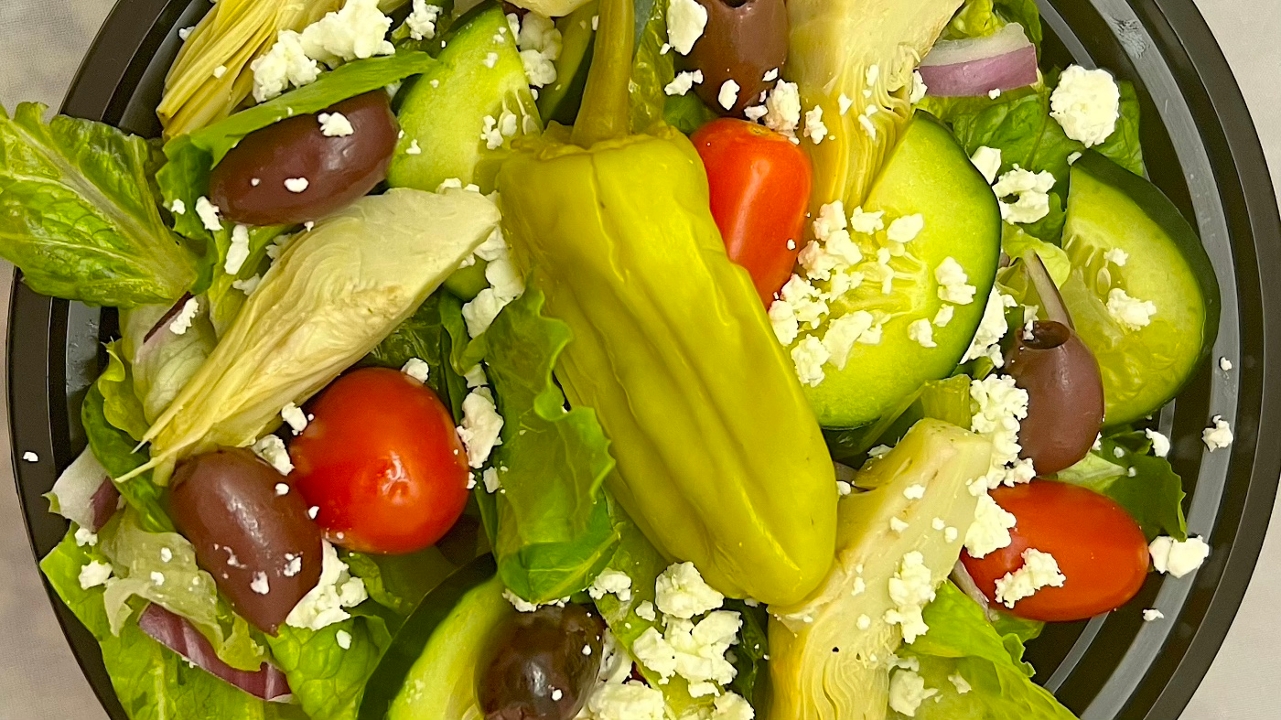 Order Greek Salad (Large) food online from Palio Pizza Cafe store, Allen on bringmethat.com