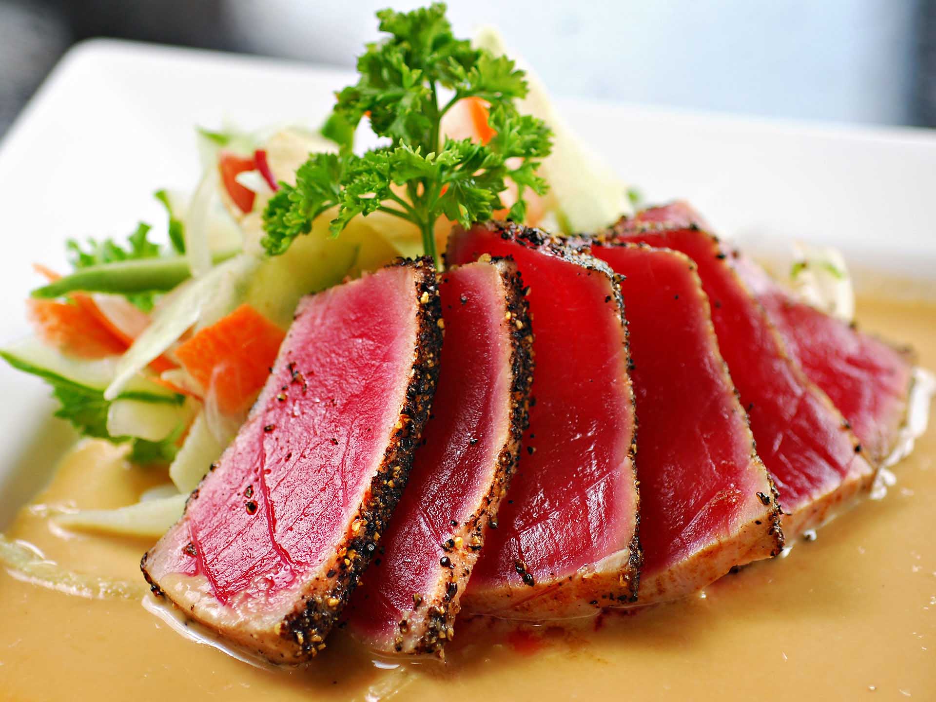 Order Pepper Tuna Tataki food online from Asahi Japanese And Chinese Cuisine store, Yorktown on bringmethat.com