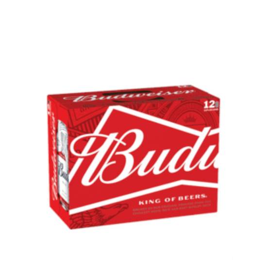 Order Budweiser 12 cans | 5% abv food online from Pink Dot Logan Heights store, San Diego on bringmethat.com