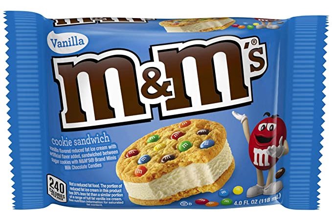 Order M and M's Ice Cream Cookie Sandwich Vanilla food online from Luv Mart store, Santa Cruz on bringmethat.com